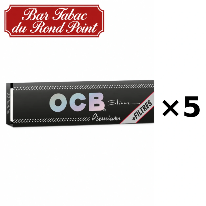Feuilles à rouler OCB Premium Slim + Tips - lot de 5 carnets