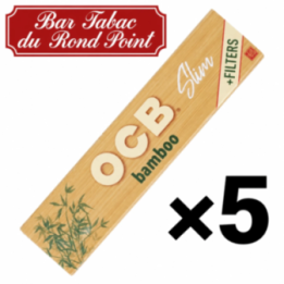 Feuilles à rouler OCB Bamboo Slim + Tips - lot de 5 carnets
