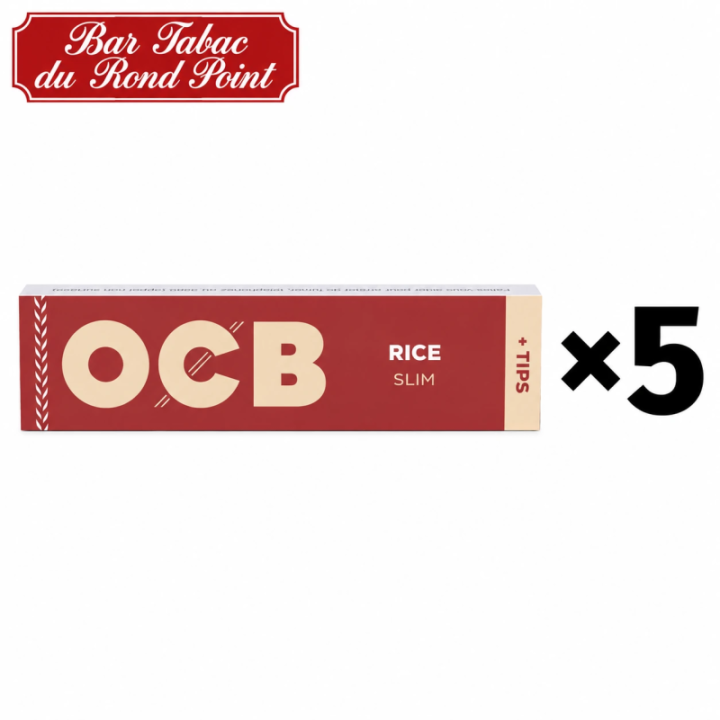 Feuilles à rouler OCB Rice Slim + Tips - lot de 5 carnets